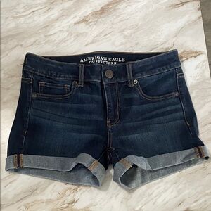 American Eagle Outfitters Women's Rolled Hem Jean Shorts - Dark Indigo